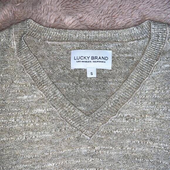 Lucky Brand White Label Tan Men's Cotton V-Neck Casual Sweater Small - Picture 5 of 9